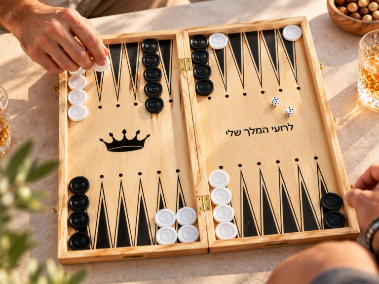 לוח שש-בש עם חריטה אישית