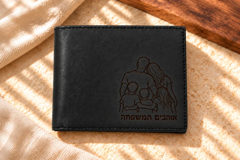 ארנק עור קלאסי לגבר עם חריטה